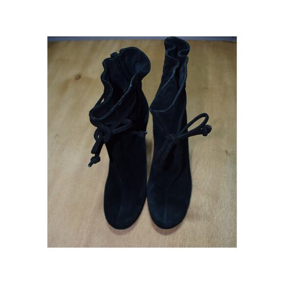 Kate Spade Black Suede Wedge Booties Women’s Size 6.5 - Picture 1 of 5